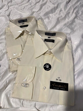 Amanti Italian Style Long Sleeve Dress Shirt Men's Waist 17